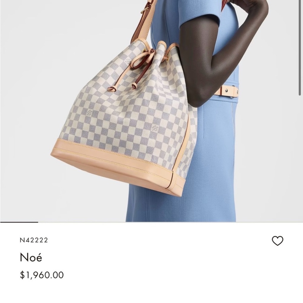 Louis Vuitton Noé Checkered Shoulder Bag - Cream and Tan